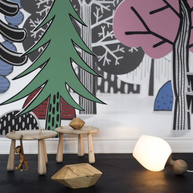 Fototapet cu peisaj colorat în stil nordic