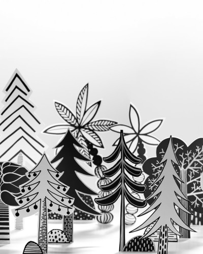 Tapet 3D Nordic Valley cu design minimalist in negru si alb
