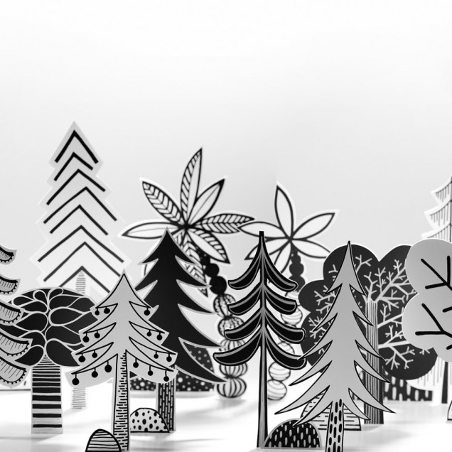 Tapet 3D Nordic Valley cu design minimalist in negru si alb