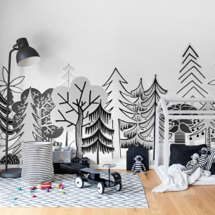 Fototapet Rebel Walls RBW-R14582. Conține culorile: Negru, Negru Închis, Alb, Alb Trafic, Aluminiu, Aluminiu-Alb, Gri, Gri Bazalt