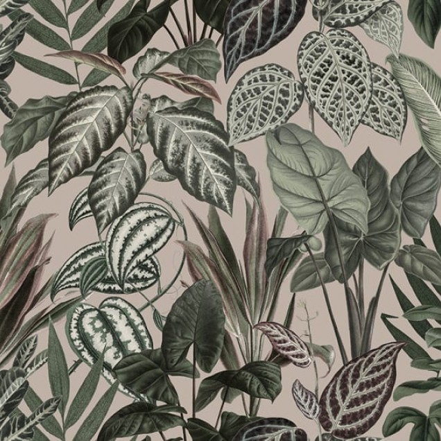 Tapet cu maimuțe jucause, Pastel Pink, cu design tropical și culori pastelate.