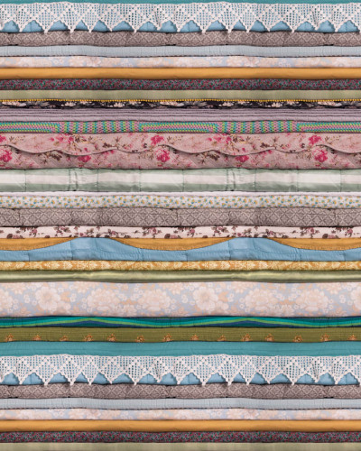 Tapet 3D cu design floral delicat, cu straturi de materiale textile, ideal pentru dormitoare si camere de joaca