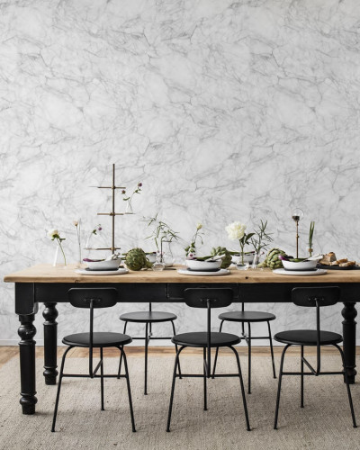 Tapet cu marmură albă, design minimalist