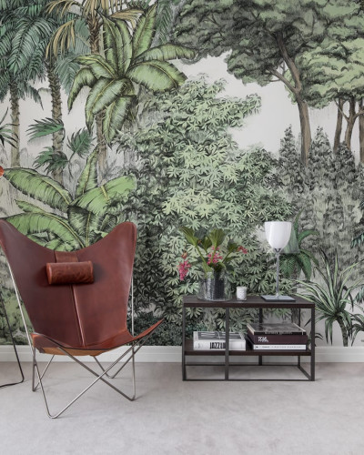 Tapet Secret Garden, Lush cu design tropical cu palmieri și frunze luxuriante