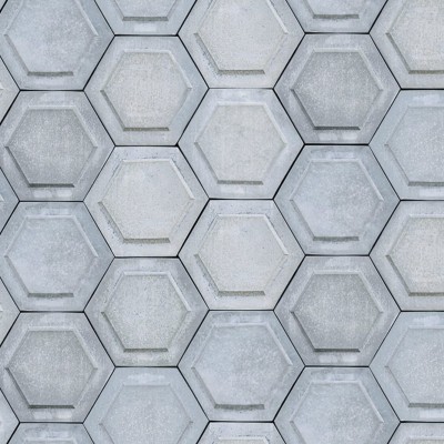 Tapet cu model geometric de hexagon gri, imitând aspectul plăcilor din beton, perfect pentru decorarea bucătăriei, băii sau a altor camere