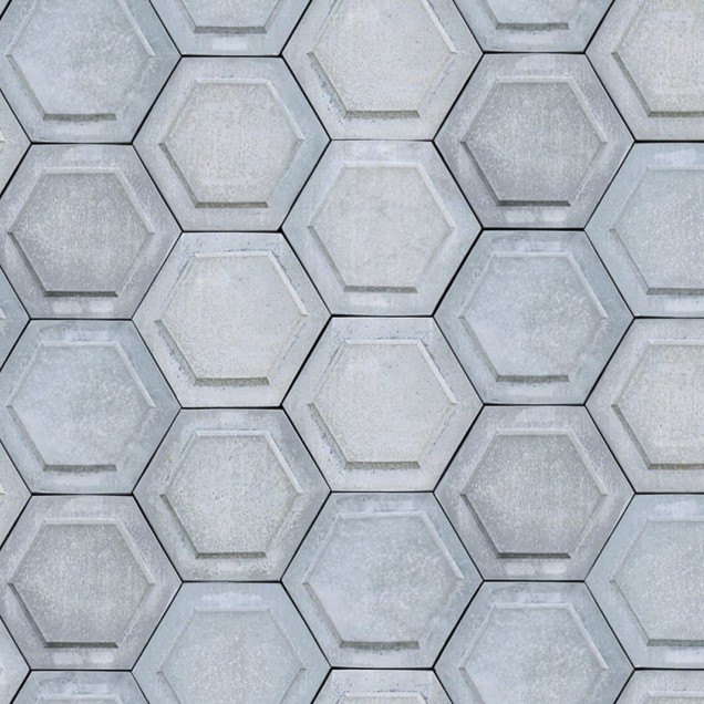 Tapet cu model geometric de hexagon gri, imitând aspectul plăcilor din beton, perfect pentru decorarea bucătăriei, băii sau a altor camere