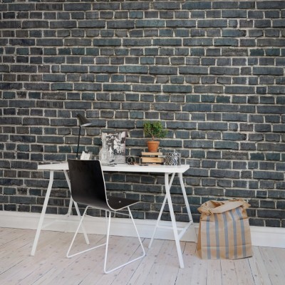 Tapet cu aspect de cărămidă gri, Top Floor, Tiles.
