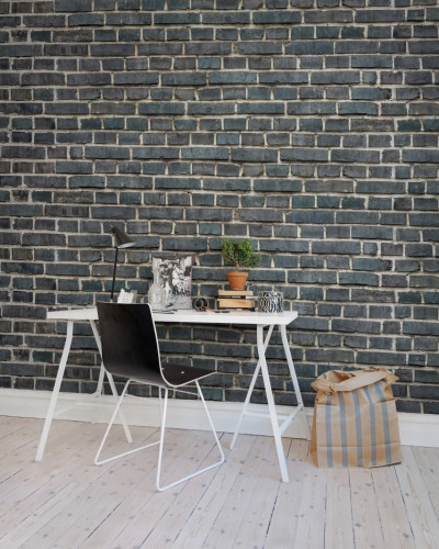 Tapet cu aspect de cărămidă gri, Top Floor, Tiles.