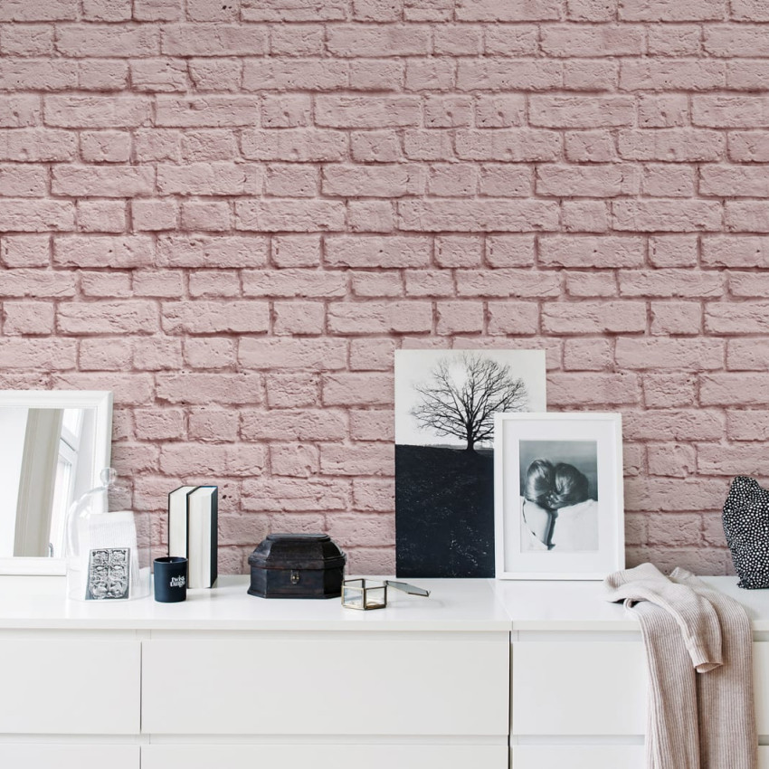 Tapet cu aspect de cărămidă gri în design industrial modern, perfect pentru bucătării, dormitoare, săli de mese sau holuri.