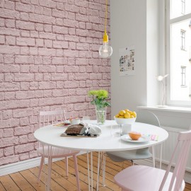 Fototapet Soft Bricks, Pink, personalizat, Rebel Walls