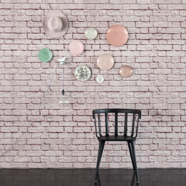 Tapet cu aspect de cărămidă roz, Soft Bricks, Roz, decorare modernă