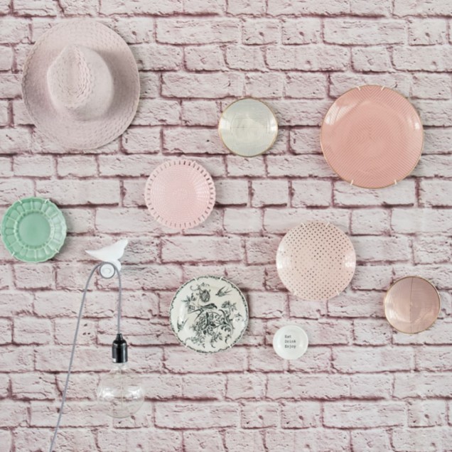 Tapet cu aspect de cărămidă roz, Soft Bricks, Roz, decorare modernă