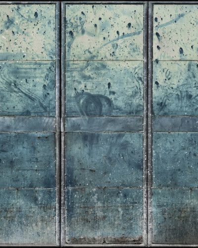 Tapet Metal Gradient cu aspect vintage, inspirat de textura metalului, cu nuanțe de albastru și gri