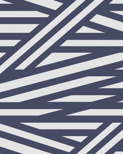 Tapet cu dungi geometrice alb-albastru in design modern