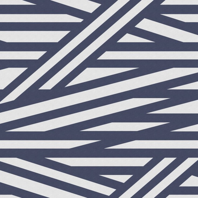Tapet cu dungi geometrice alb-albastru in design modern