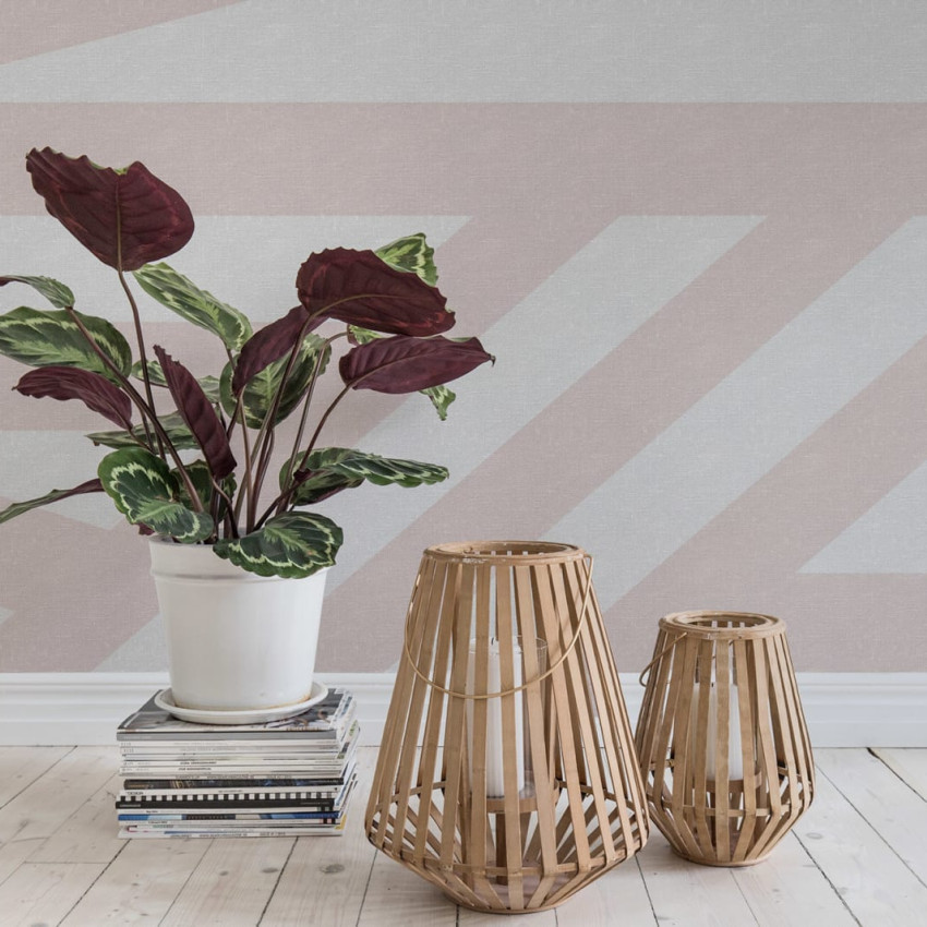 Tapet cu dungi geometrice alb-albastru in design modern