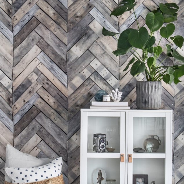 Tapet 3D West Coast cu aspect de lemn, in nuante calde si naturale.