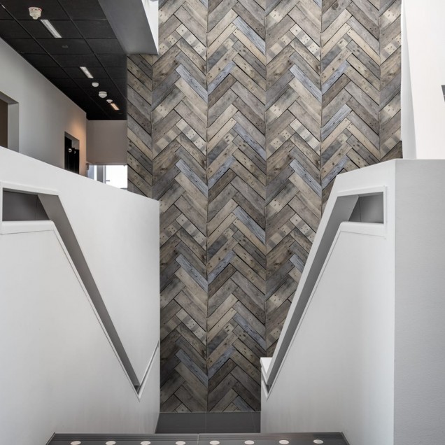 Tapet 3D West Coast cu aspect de lemn, in nuante calde si naturale.