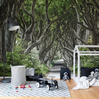 Tapet 3D Magical Alley, cu un drum forestier magic, oferind o atmosfera relaxantă.