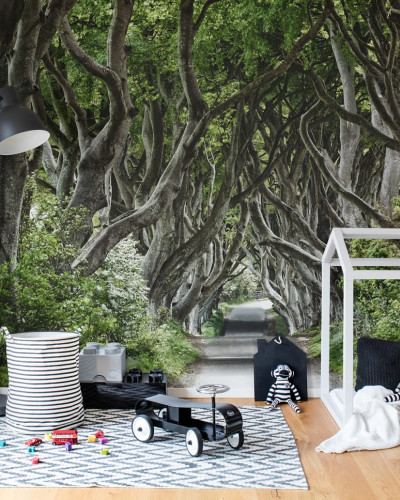 Tapet 3D Magical Alley, cu un drum forestier magic, oferind o atmosfera relaxantă.