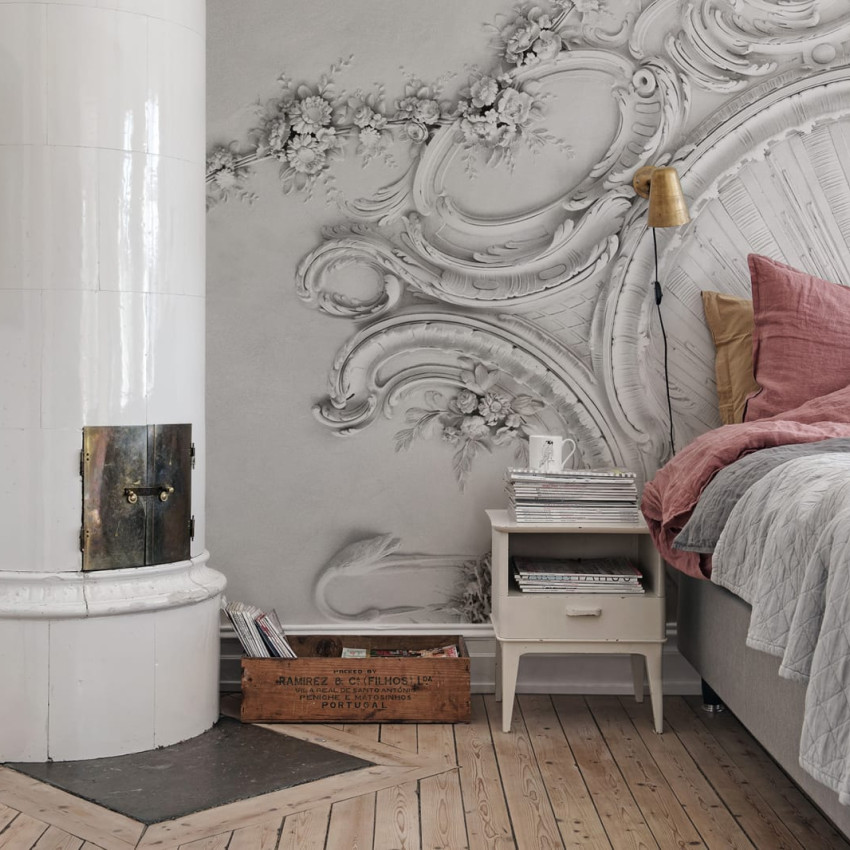 Tapet 3D cu design sofisticat Stucco Gloria, Dusty Pink