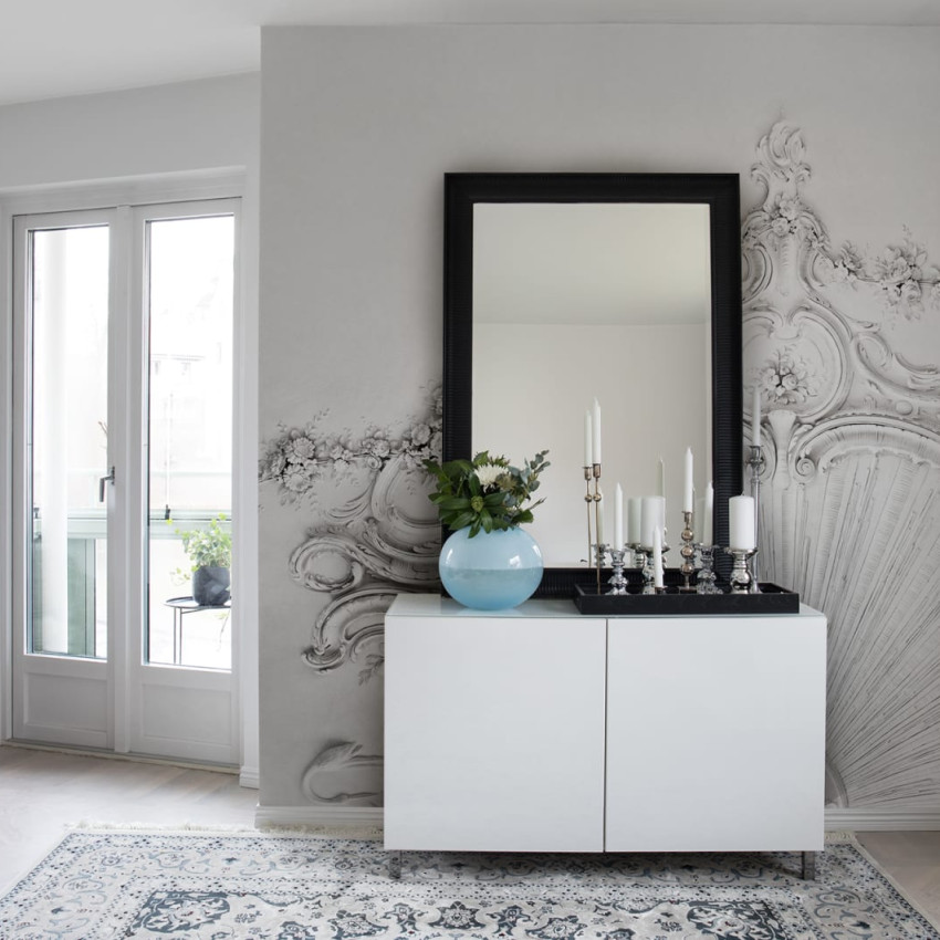 Tapet 3D cu design sofisticat Stucco Gloria, Dusty Pink