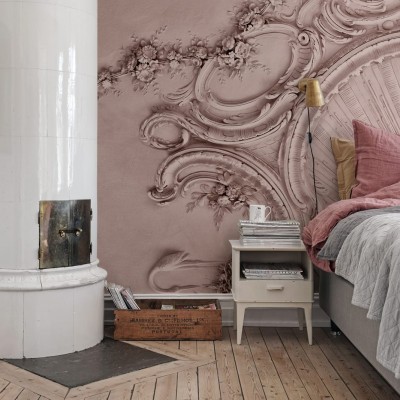 Tapet 3D cu design sofisticat Stucco Gloria, Dusty Pink