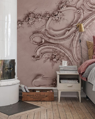 Tapet 3D cu design sofisticat Stucco Gloria, Dusty Pink