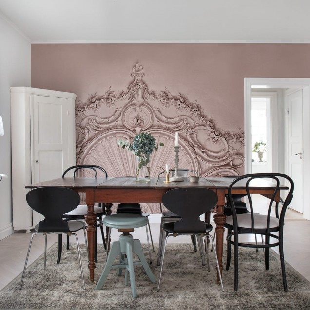 Tapet 3D cu design sofisticat Stucco Gloria, Dusty Pink