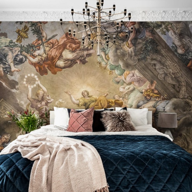 Fototapet cu pictură murală clasică într-o sufragerie elegantă