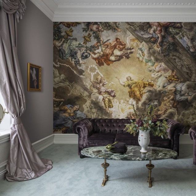 Fototapet cu pictură murală clasică într-o sufragerie elegantă