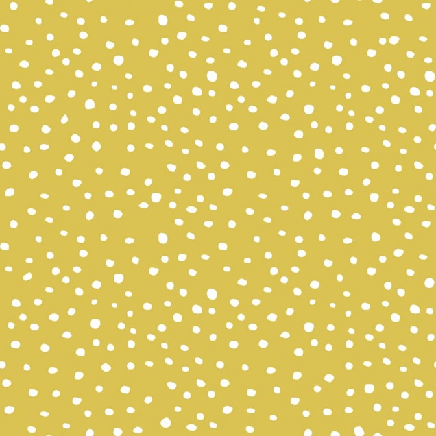 Wallpaper cu puncte albe pe fond galben.