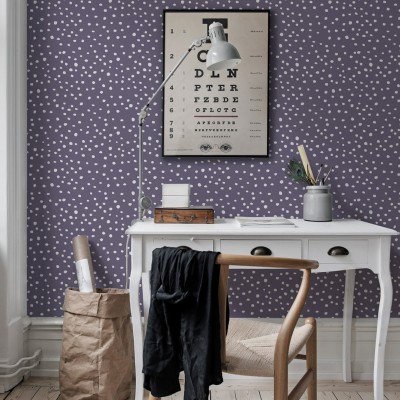 Tapet Rebel Dot, Violet, cu puncte albe fine pe un fundal violet