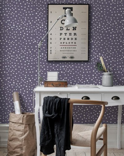 Tapet Rebel Dot, Violet, cu puncte albe fine pe un fundal violet