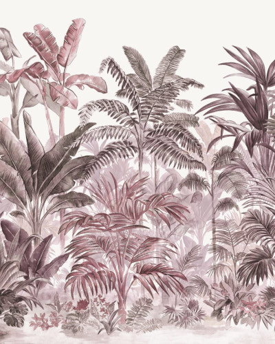 Fototapet cu model de palme tropicale în nuanțe de prune