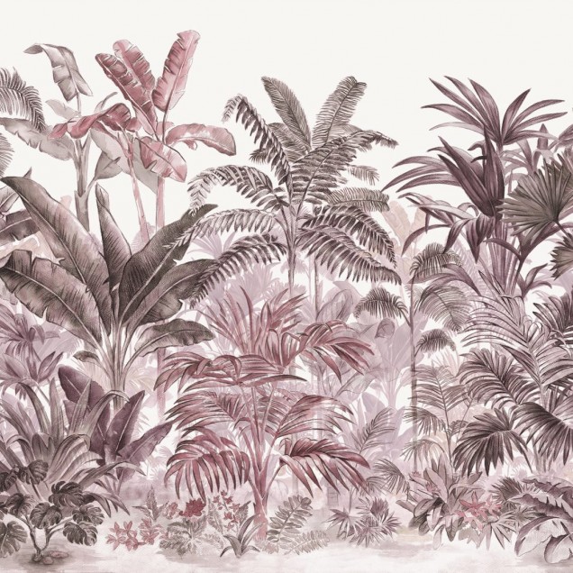 Fototapet cu model de palme tropicale în nuanțe de prune