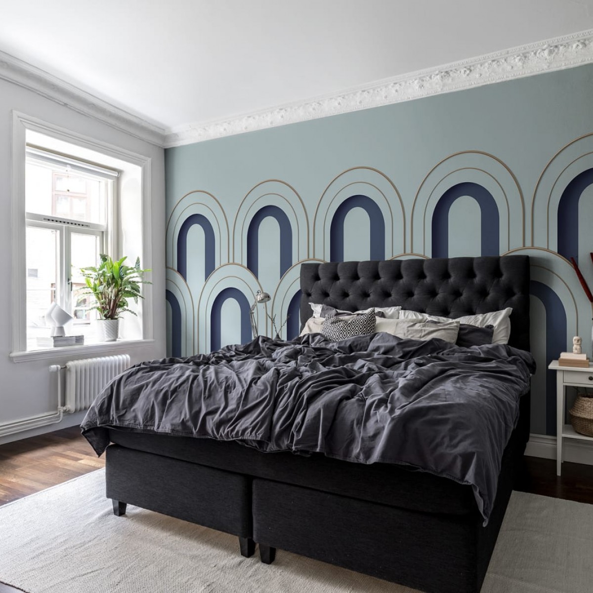Fototapet 3D Arch Deco, Blue, personalizat, Rebel Walls, Fototapet living 