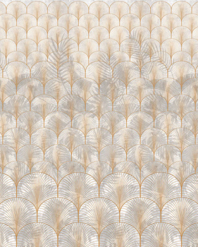 Tapet modern cu design geometric, inspirat din stilul Art Deco, cu o textura fina si o combinatie de culori neutre.