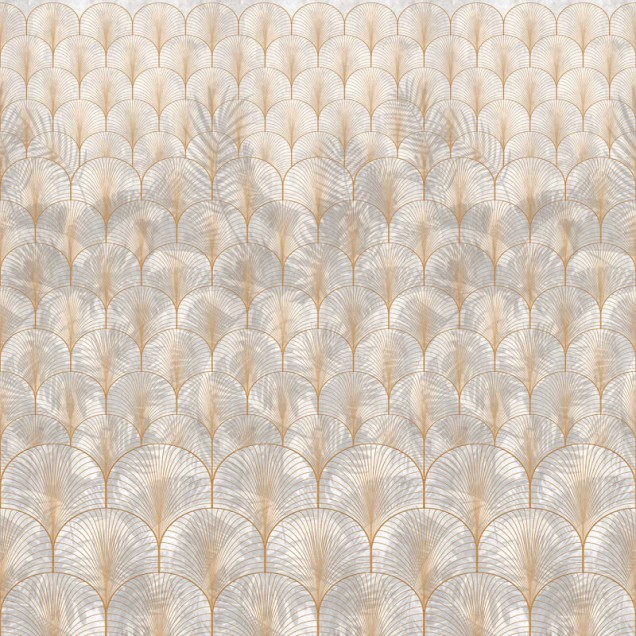 Tapet modern cu design geometric, inspirat din stilul Art Deco, cu o textura fina si o combinatie de culori neutre.