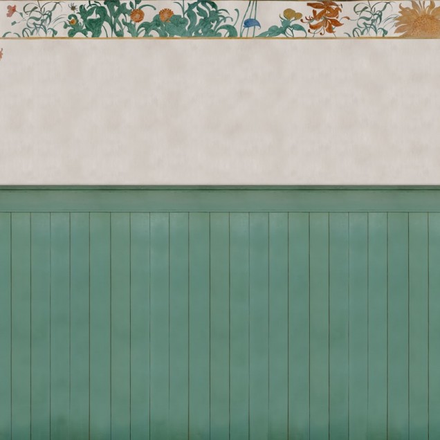 Wallpaper Suzanne - Un design elegant cu bordură florală, perfect pentru dormitoare, camere de joacă sau spații de relaxare.