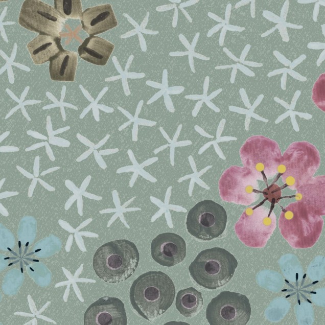 Tapet floral delicat, cu culori pastelate și motive florale delicate