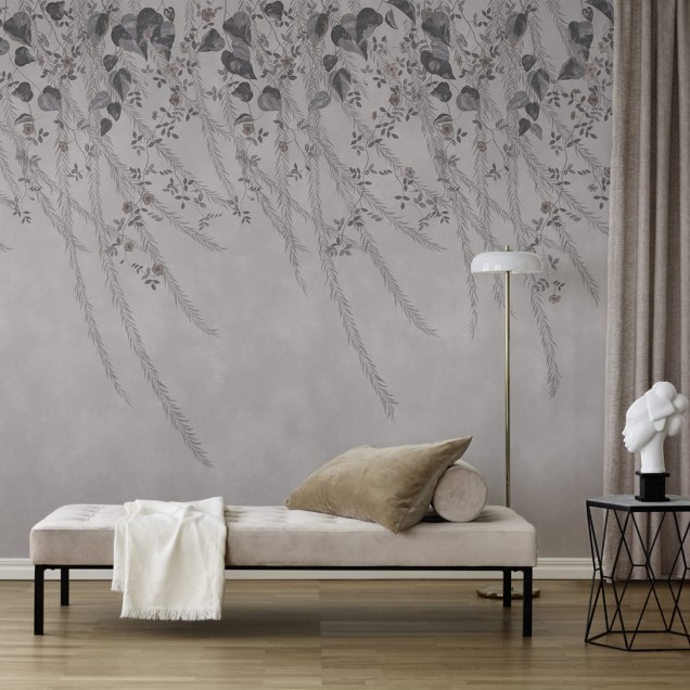 Tapet floral Lush Foliage, Rose Dust, cu design delicat in nuante de roz prafuit, ideal pentru dormitoare, livinguri sau birouri.