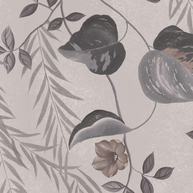 Tapet floral Lush Foliage, Rose Dust, cu design delicat in nuante de roz prafuit, ideal pentru dormitoare, livinguri sau birouri.