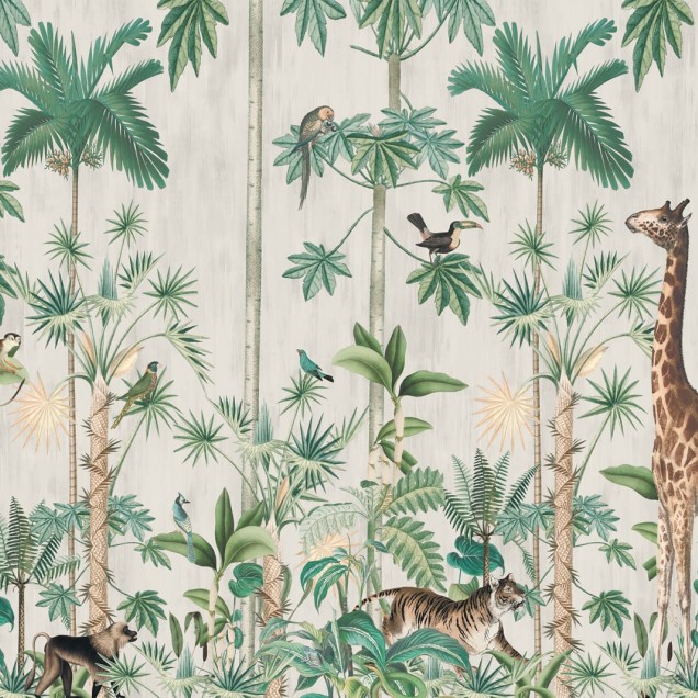 Fototapet cu girafe și vegetație tropicală