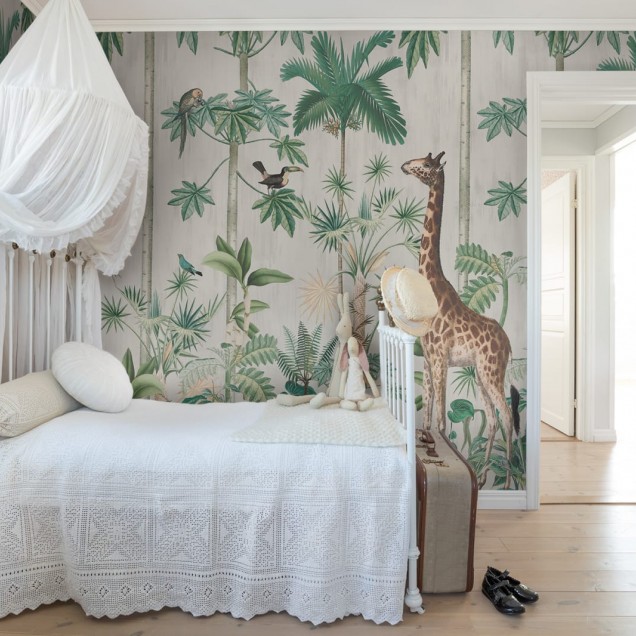 Fototapet cu girafe și vegetație tropicală