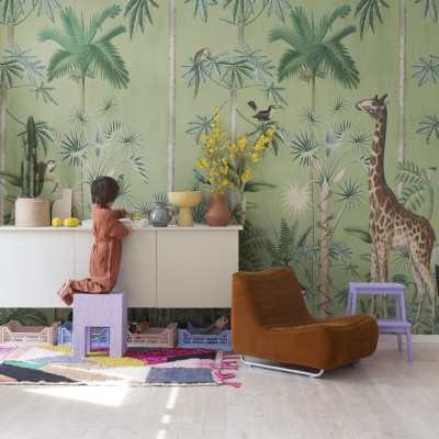 Tapet cu Girafa's Stroll, Emerald