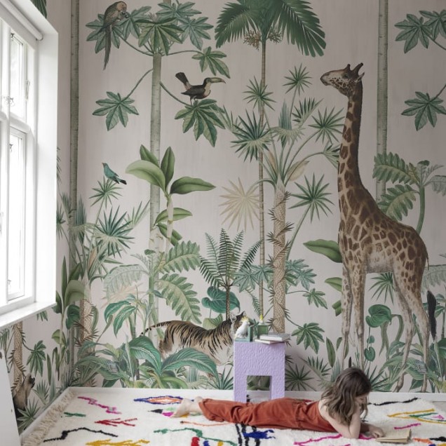 Tapet Girafe's Stroll, Pastel Pink, Rebel Walls