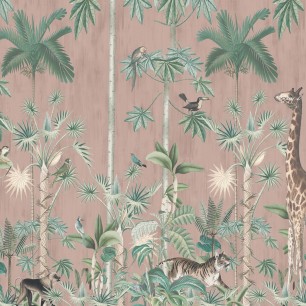 Fototapet Giraffe's Stroll, Pink, personalizat, Rebel Walls