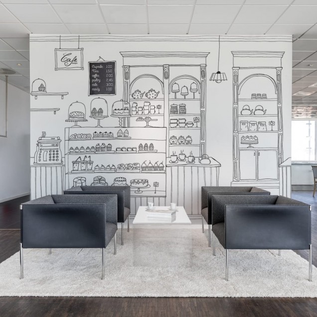 Tapet cu design de patiserie, cu o imagine a unei patiserii clasice cu o mulțime de delicatese.