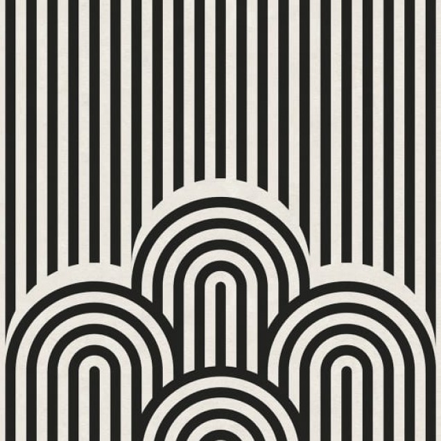 Tapet Hilltops cu linii negre si albe, in design modern.